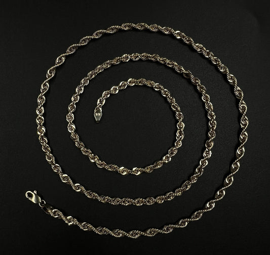 28” 10K Hollow Yellow Gold Rope Chain | 8g | 3.8MM | Lobster Clasp |