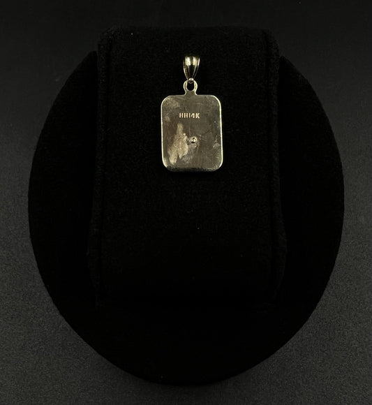 .53” x 1.05” 14K Solid Yellow Gold Diamond Cut Jesus Dog Tag Pendant 2.51g 3.5MM