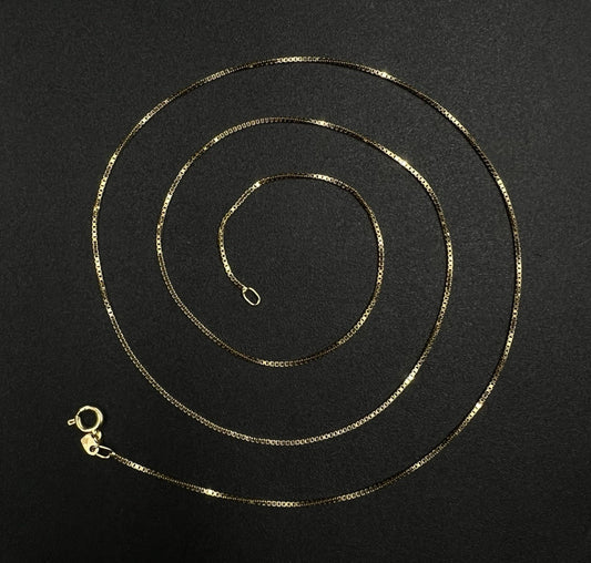 20” 14K Solid Yellow Gold Box Chain | 1.8g | .8MM | Italy | Lobster Clasp |
