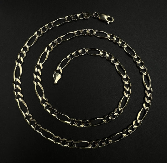 22.25” 10K Solid Yellow Gold Diamond Cut Figaro Chain | 21.81g | 6mm | Lobster |
