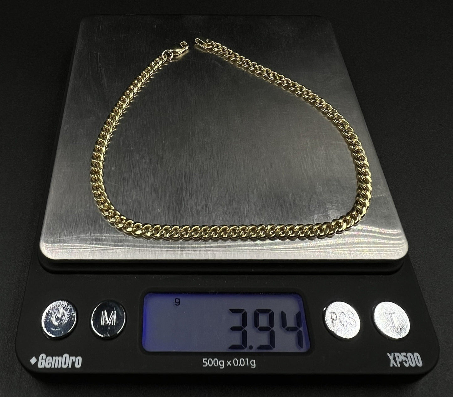 9.5” 10K Hollow Yellow Gold Miami Cuban Anklet | 3.94g | 3.7MM | Lobster Clasp |