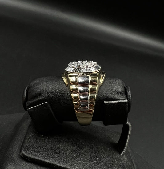 10K Solid Two-Tone Gold Natural Diamond Cluster Rolex Ring ~1ct 10.04g | Size 10