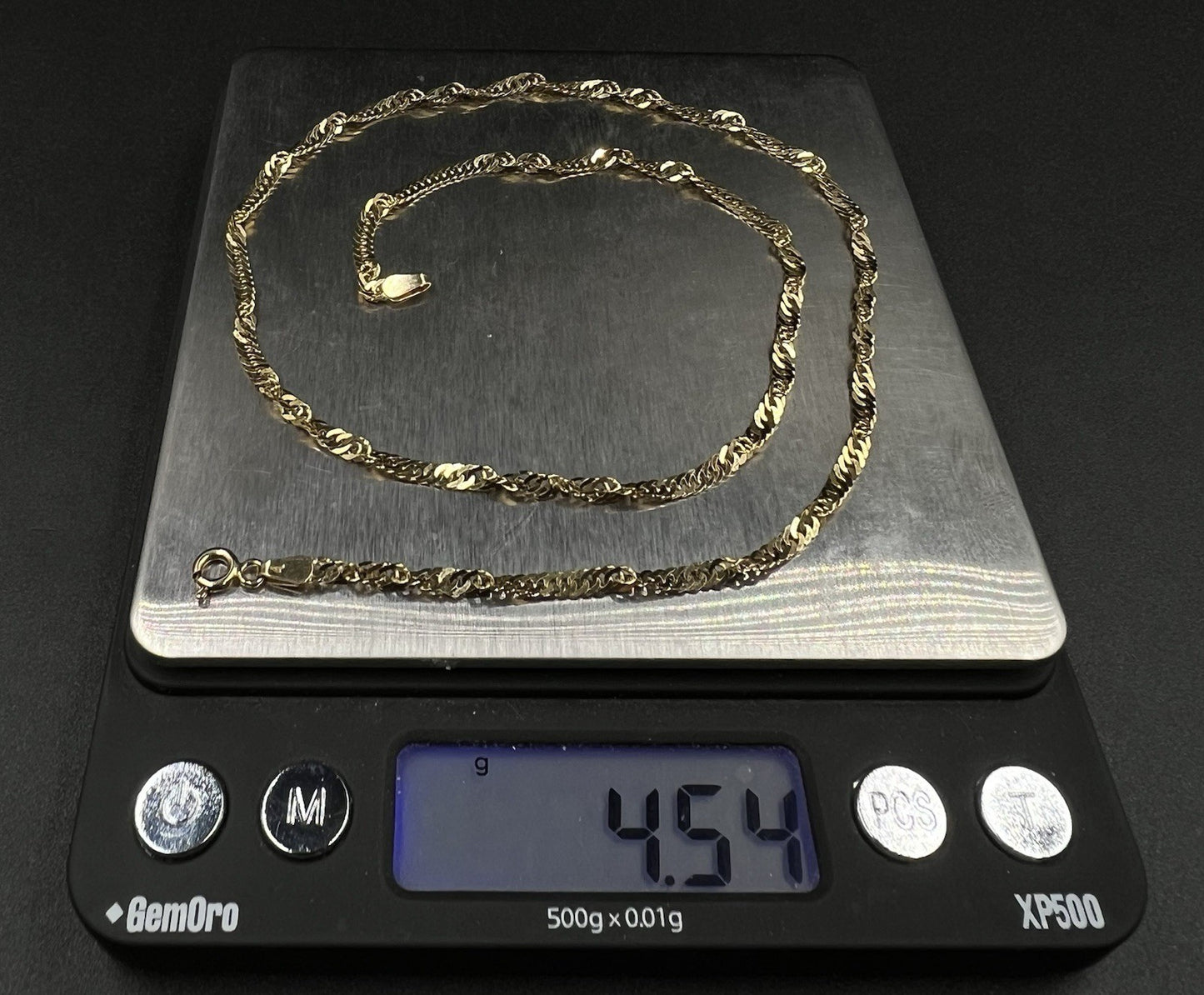 18” 9K Hollow Yellow Gold Singapore Chain | 4.54g | 2.8mm | Lobster Clasp |