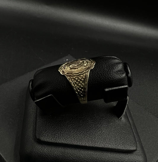 14K Semi-Solid Yellow Gold Diamond Cut Virgin Mary Ring | 2.53g | Size 9 |