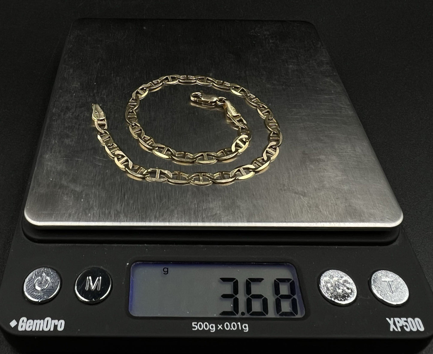 9” 10K Semi-Solid Yellow Gold Diamond Cut Anchor/Mariner Bracelet 3.66g | 4.2mm