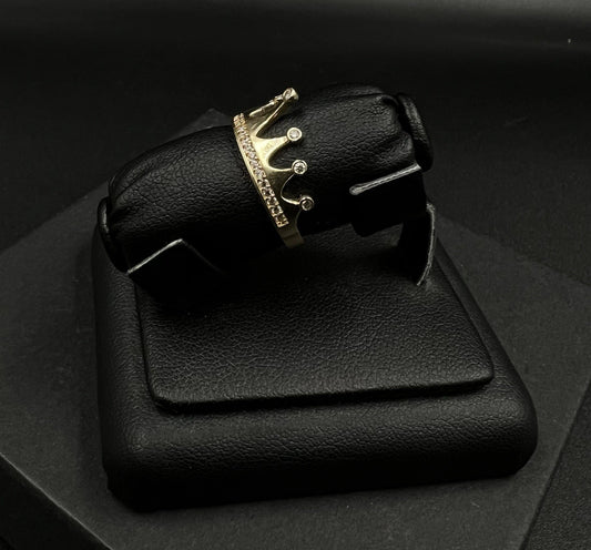 10K Semi-Solid Yellow Gold Crown Ring | Size 7 | 1.81g | CZ Stones |