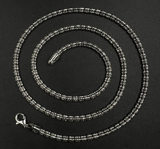 24” 925 Solid Sterling Silver Diamond Cut Ice Rope Chain | 25.44g | 4MM | Italy