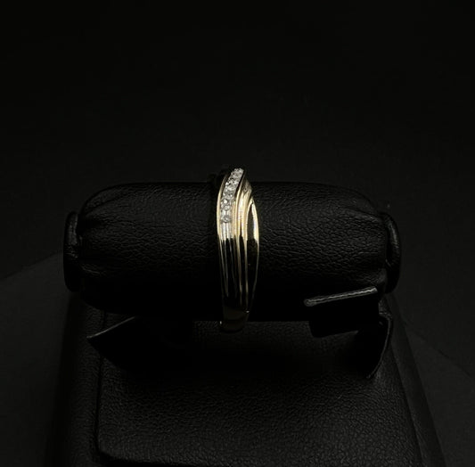 10K Solid Two-Tone Gold Natural Diamond Wedding Band | 2.73g | Size 10.5 |