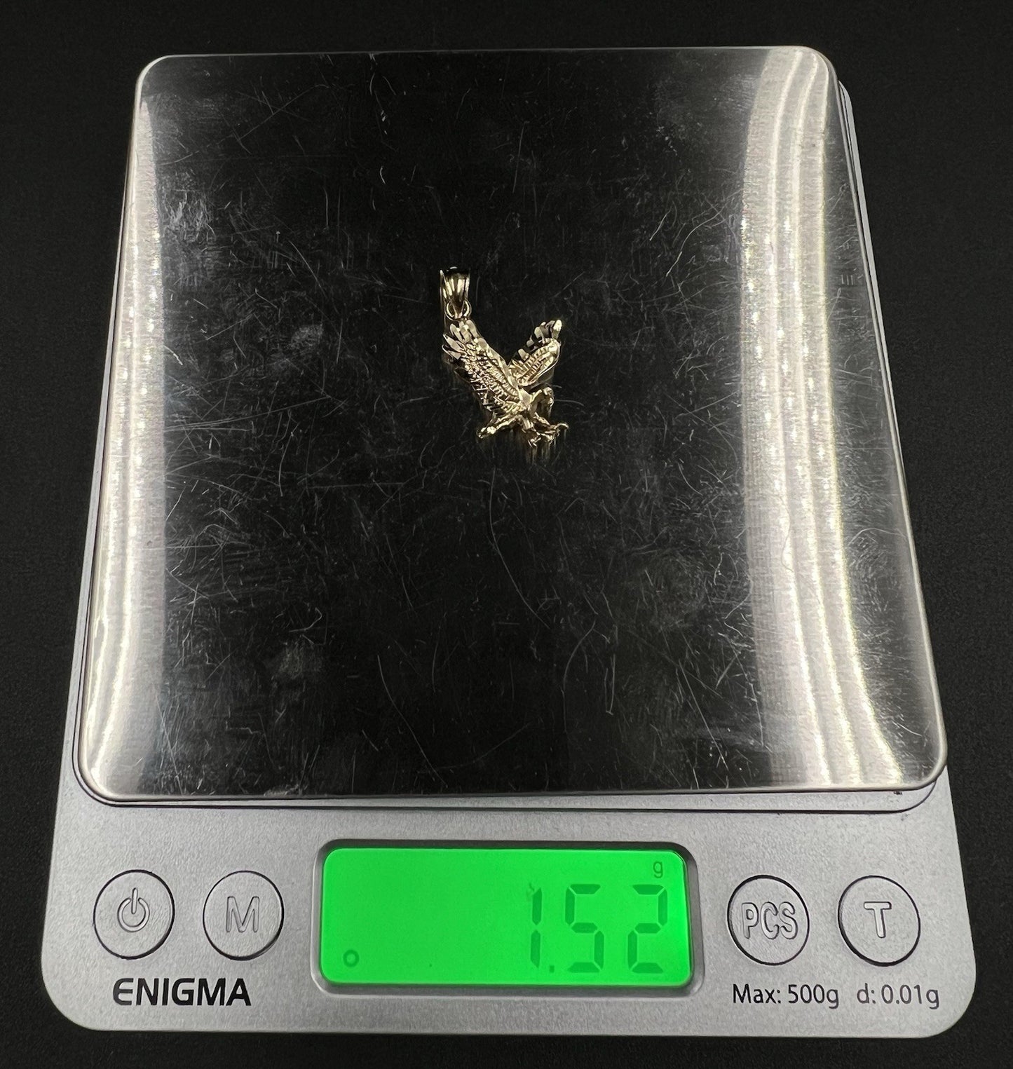 .6” x 1.06” 10K Semi-Solid Gold Diamond Cut Eagle Pendant | 1.5g | 3.5MM | CG |