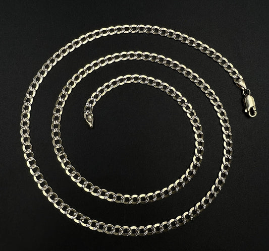 24” 10K Hollow Yellow Gold Diamond Cut Cuban Chain | 7.38g | 4.3mm | Lobster |