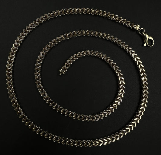 24” 10K Hollow Yellow Gold Diamond Cut Franco Box Chain 16.86g | 4.5MM | Turkey