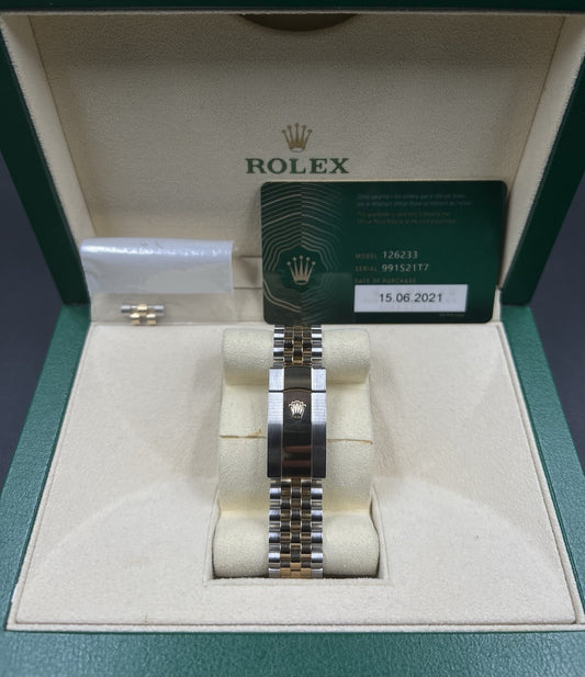 Rolex Datejust 36mm 126233 Champagne Dial 2021 Jubilee Two-Tone 18k SS Box Card
