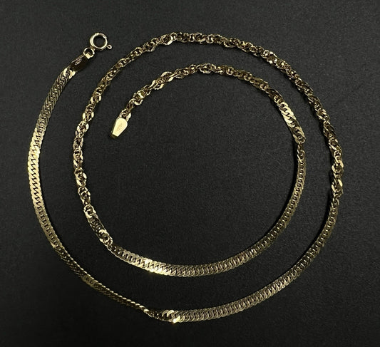 18” 9K Hollow Yellow Gold Singapore Chain | 4.54g | 2.8mm | Lobster Clasp |
