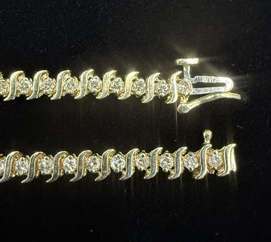 14K Yellow Gold Natural Diamond Tennis Bracelet 7.25” 4.5mm 1.5ct 9.45g 49 Stone