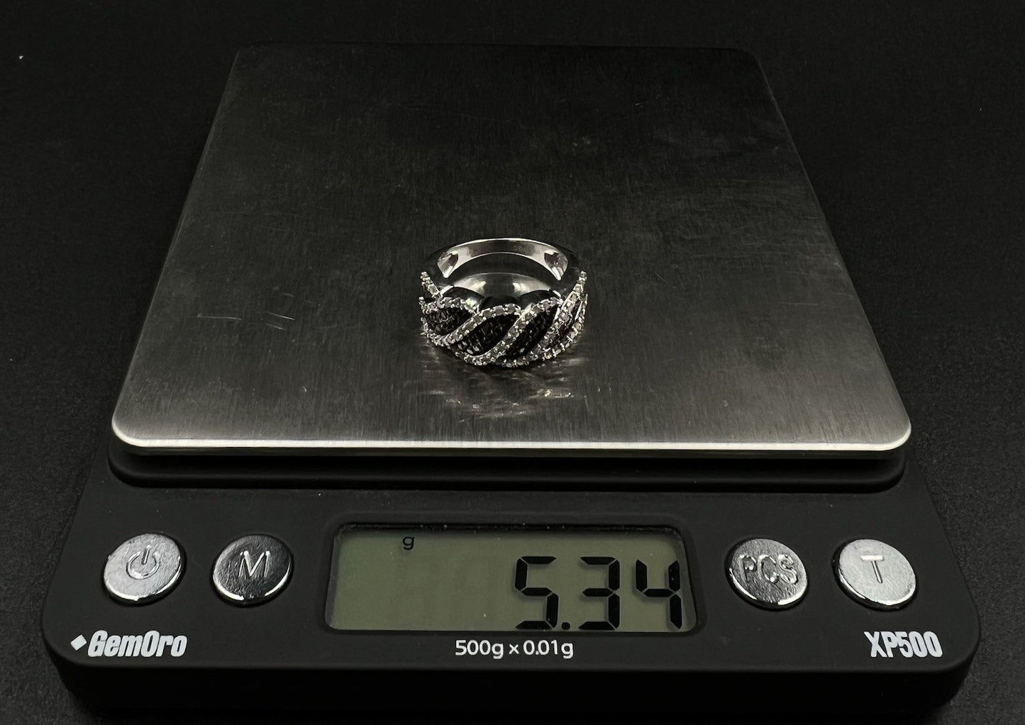 10K Semi-Solid White Gold Natural Diamond Twisted Ring Size 7 | 5.31g I Clarity