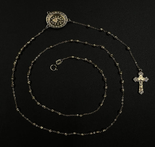 18” 10K Hollow Yellow Gold Diamond Cut Rosary Bead Chain 4.97g | 2.3MM | Lobster