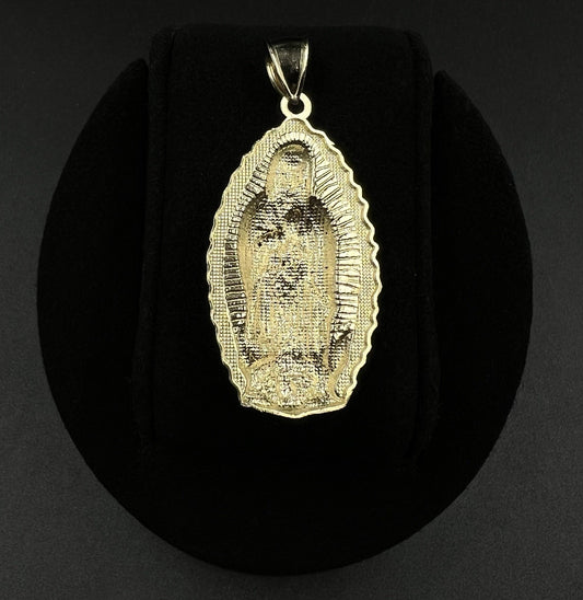 .96” x 1.8” 10K Hollow Yellow Gold Diamond Cut Virgin Mary Pendant 5.24g | 6MM