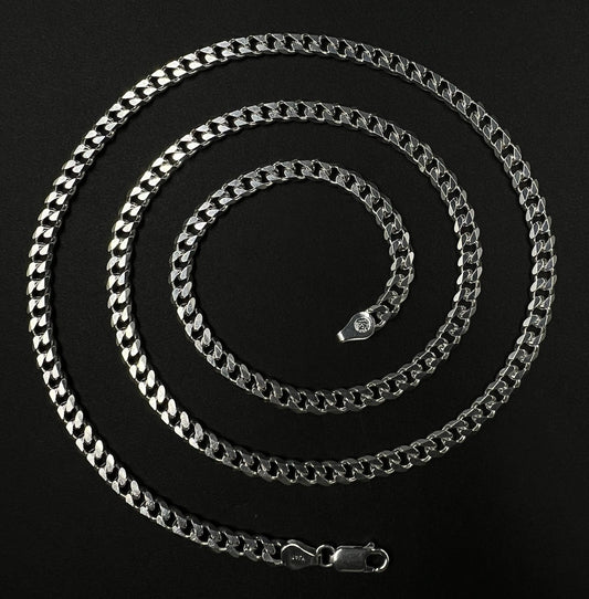 26” 925 Solid Sterling Silver Diamond Cut Miami Cuban Chain 33g | 4.8MM | Italy