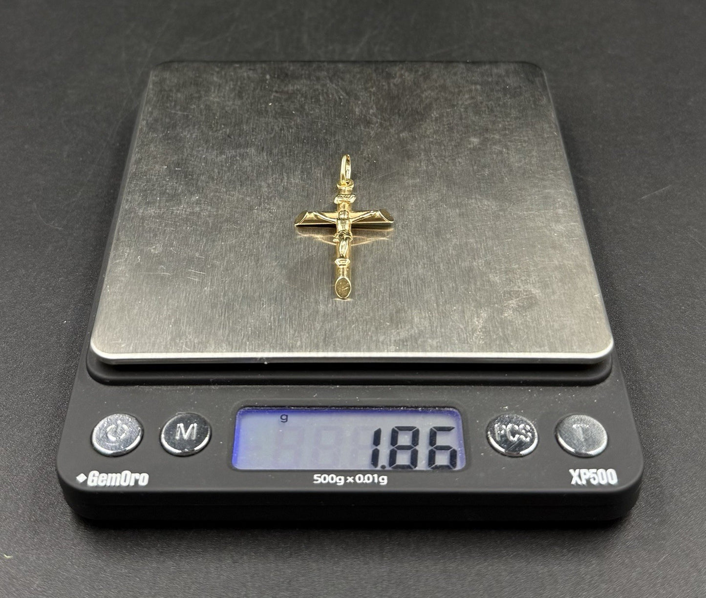 .83” x 1.6” 14k Hollow Yellow Gold Crucifix Pendant | 1.86g | 3.2mm x 6mm Bail