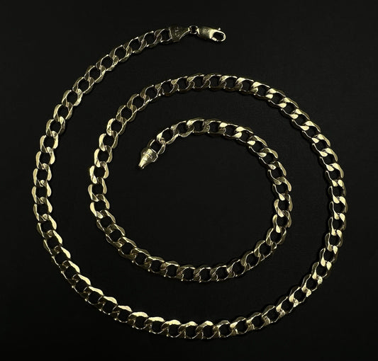 22” 10K Hollow Yellow Gold Diamond Cut Cuban Chain | 10.35g | 6.7MM | Italy |