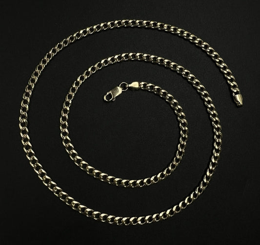 19.75” 14K Hollow Yellow Gold Diamond Cut Miami Cuban Chain | 8.48g | 3.8MM