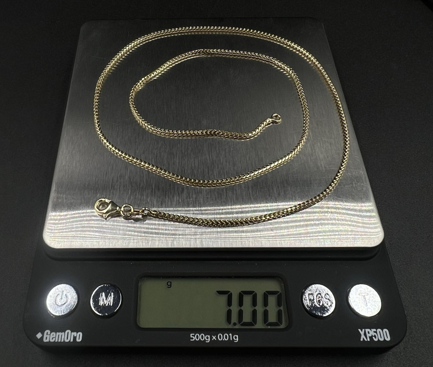 20” 14K Solid Yellow Gold Diamond Cut Franco Box Chain | 7g | 1.5MM | Jacoje |