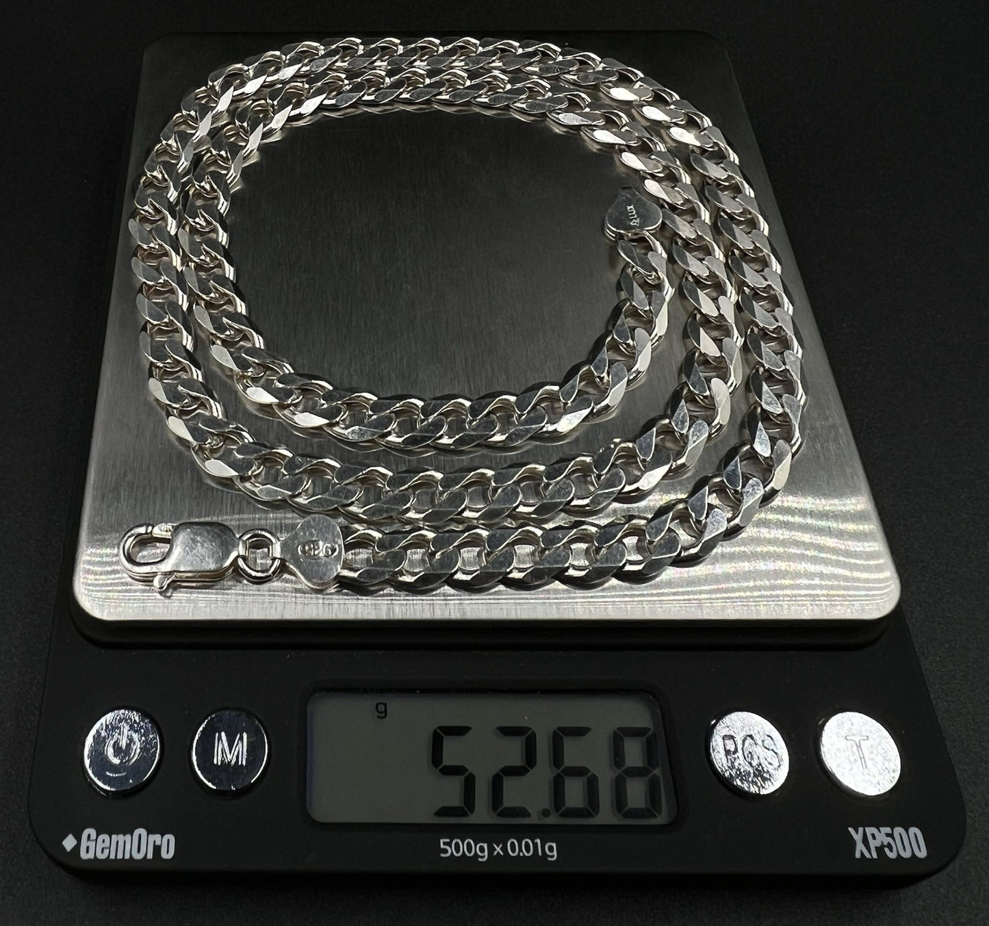 24” 925 Solid Sterling Silver Diamond Cut Cuban Chain | 52.65g | 7.6MM | Italy |
