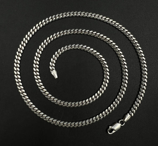 22” 925 Solid Sterling Silver Diamond Cut Miami Cuban Chain | 24g | 4.1MM Italy