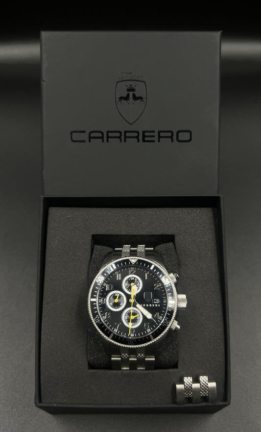 Torino Carrero Lasergraph Chronograph 44MM Men’s SS Date Watch CS17733BK 100M