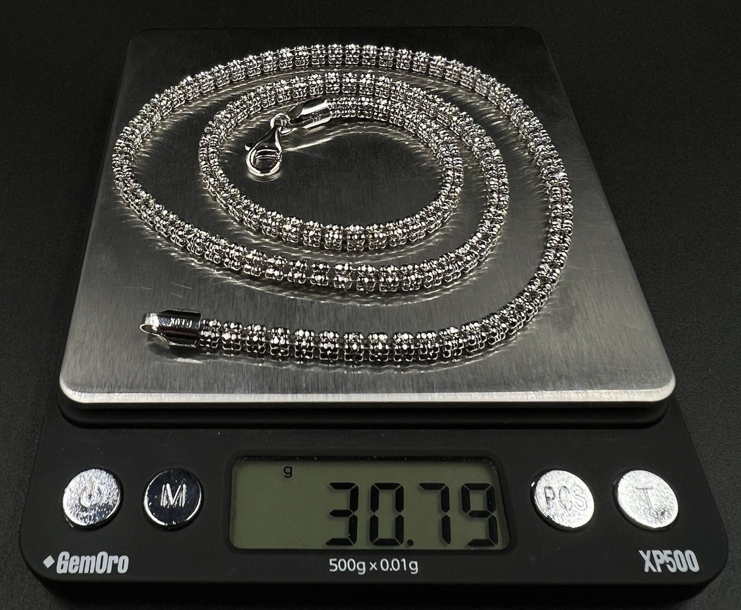 22” 925 Solid Sterling Silver Diamond Cut Ice Rope Chain | 30.79g | 4.7MM Italy