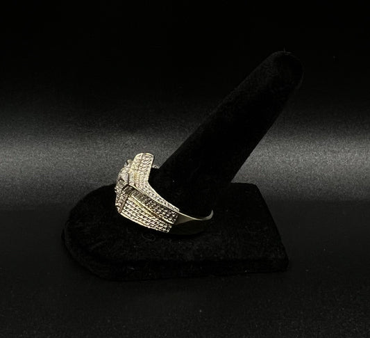 10K Semi-Solid Yellow Gold Lab Created Diamond Star Cluster Ring Size 10.5 7.53g