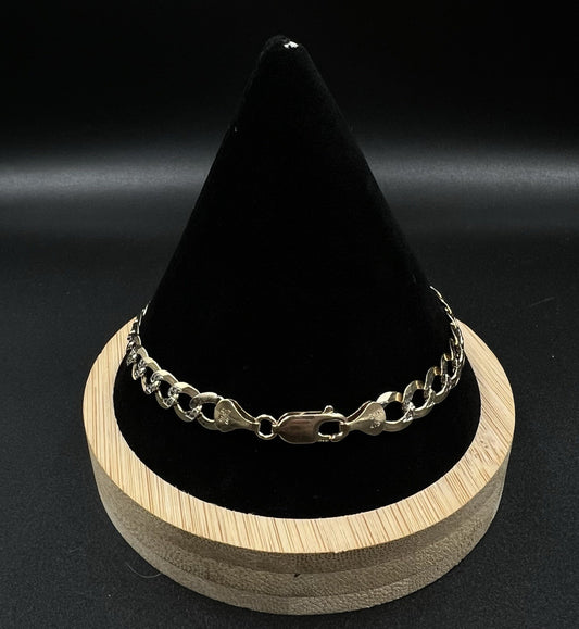 8.5” 10K Semi-Solid Yellow Gold Diamond Cut Curb Bracelet | 8.8g | 6.8MM | GS |