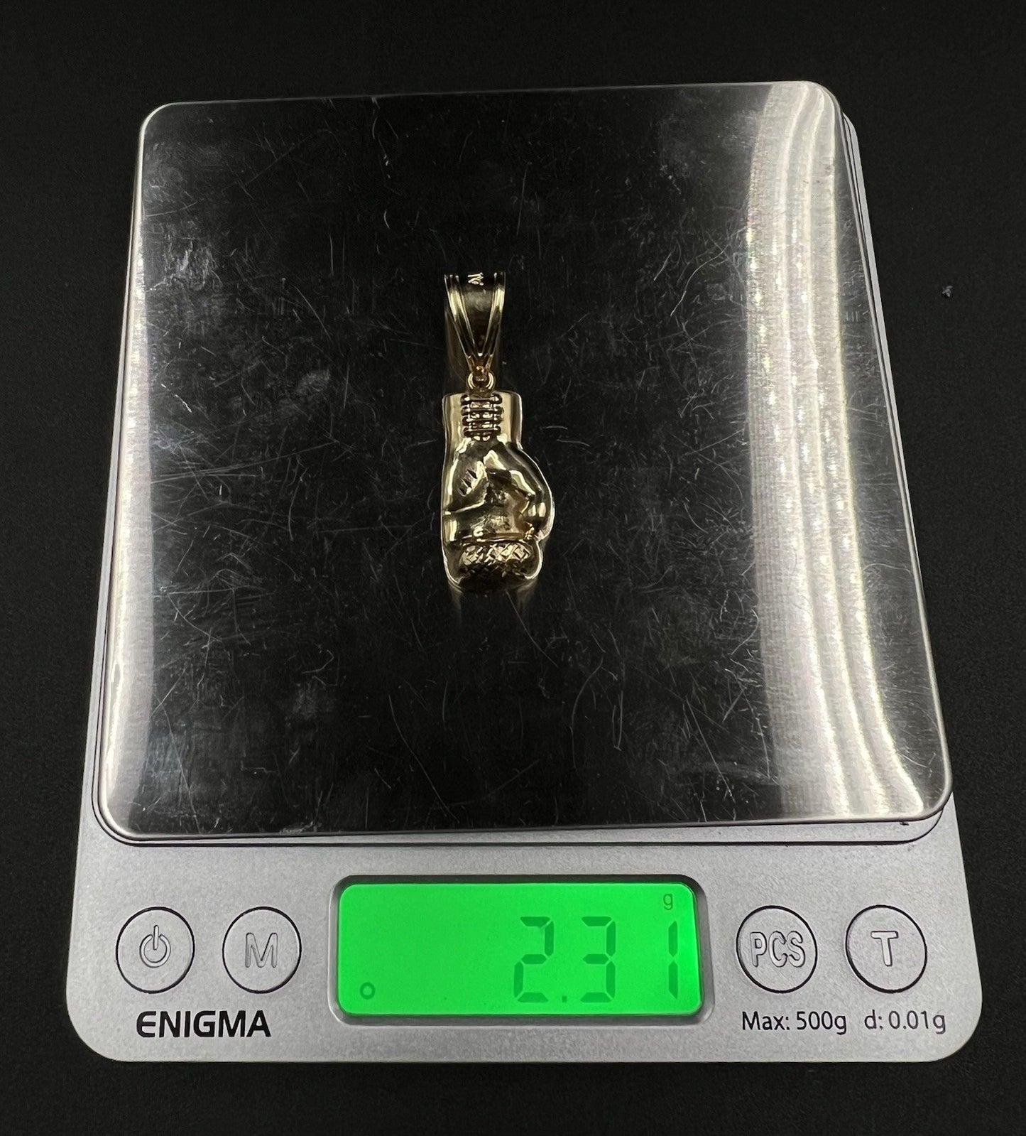 .55” x 1.57” 10K Hollow Yellow Gold Boxing Glove Pendant | 2.3g | Fits 7MM | ALI