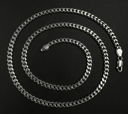 22” 925 Solid Sterling Silver Diamond Cut Miami Cuban Chain 29.52g | 4.8MM Italy