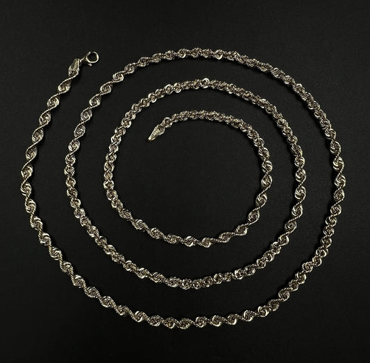 32” 14K Hollow Yellow Gold Rope Chain | 7.42g | 4MM | Lobster Clasp |
