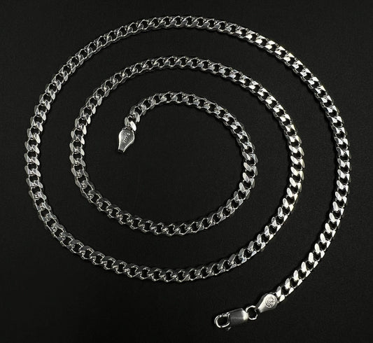24” 925 Solid Sterling Silver Diamond Cut Miami Cuban Chain | 28.51g | 4.8MM |