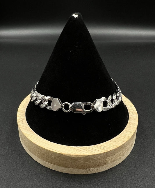 8” 925 Semi-Solid Sterling Silver Diamond Cut Cuban Bracelet | 14.65g | 8.5MM BB