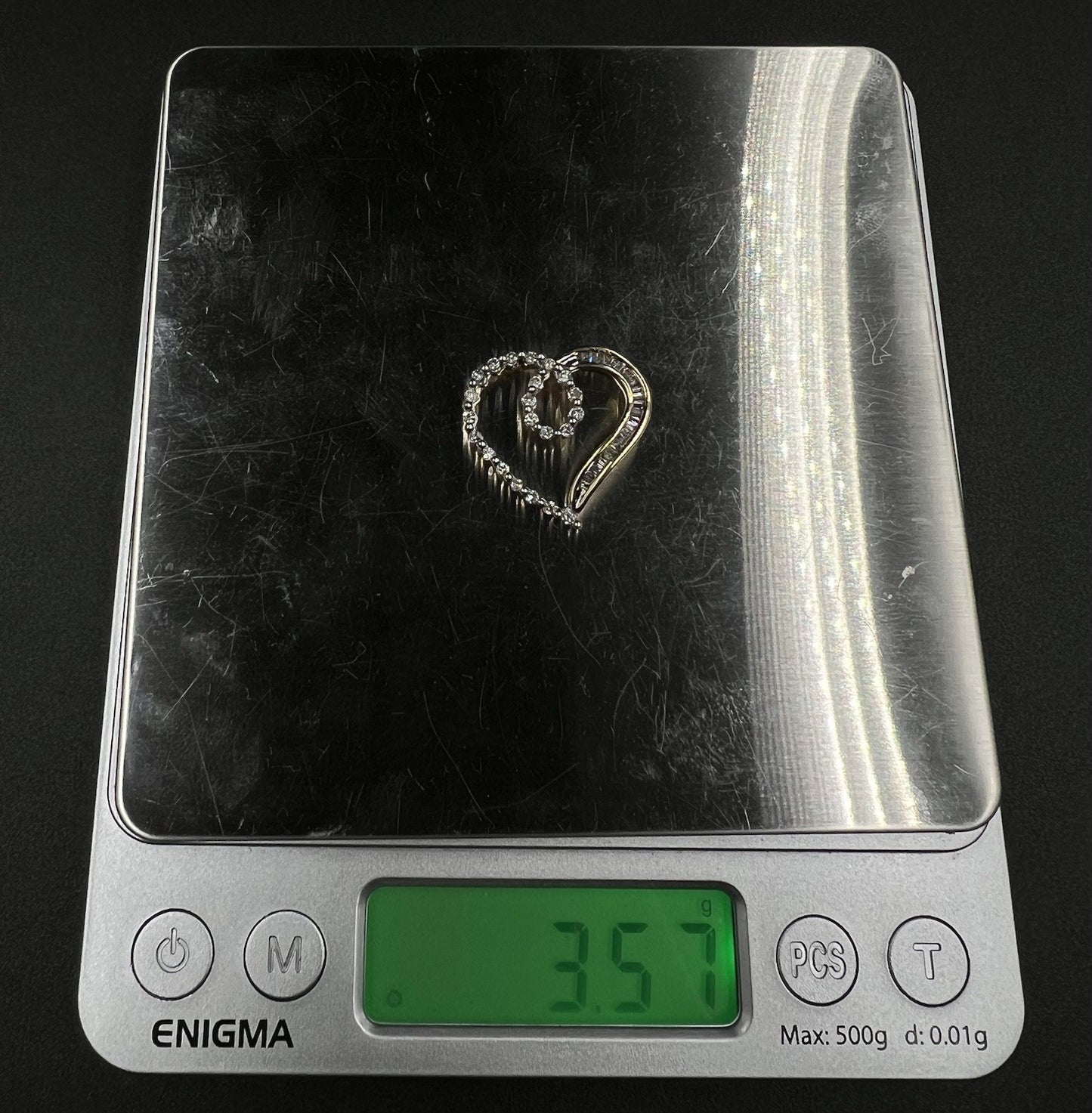 10K Semi-Solid Yellow Gold Natural Diamond Heart Pendant | 3.57g | Fits 1.6MM |