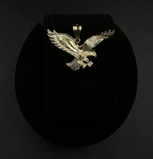 1.5” x 1” 10K Solid Yellow Gold Diamond Cut Eagle Pendant | 4.03g | 5.5MM Bail |