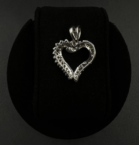 .93” x 1.23” 14K Semi-Solid White Gold Natural Diamond Heart Pendant 6.77g | 4MM