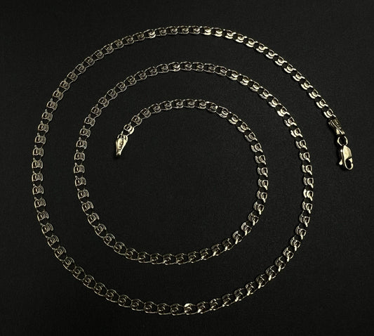 21” 14K Semi-Solid Yellow Gold Diamond Cut Heart Link Chain 5.56g | 3.1MM |