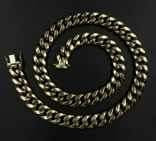 22” 10K Semi-Solid Yellow Gold Miami Cuban Chain | 84.45g | 13mm | Box Clasp |