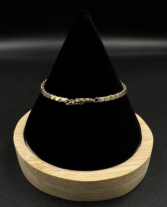6.5” 14K Semi-Solid Yellow Gold Heart Link Bracelet | 2.68g | 2.7MM | Box |