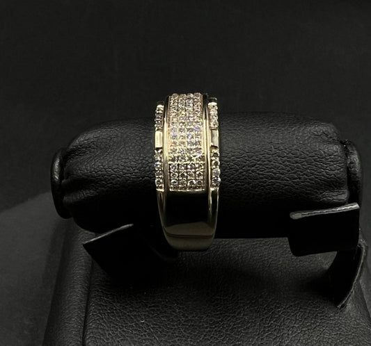 10K Solid Yellow Gold Natural Diamond Pave Band Ring | ~.5ct | 5.74g | Size 9.5