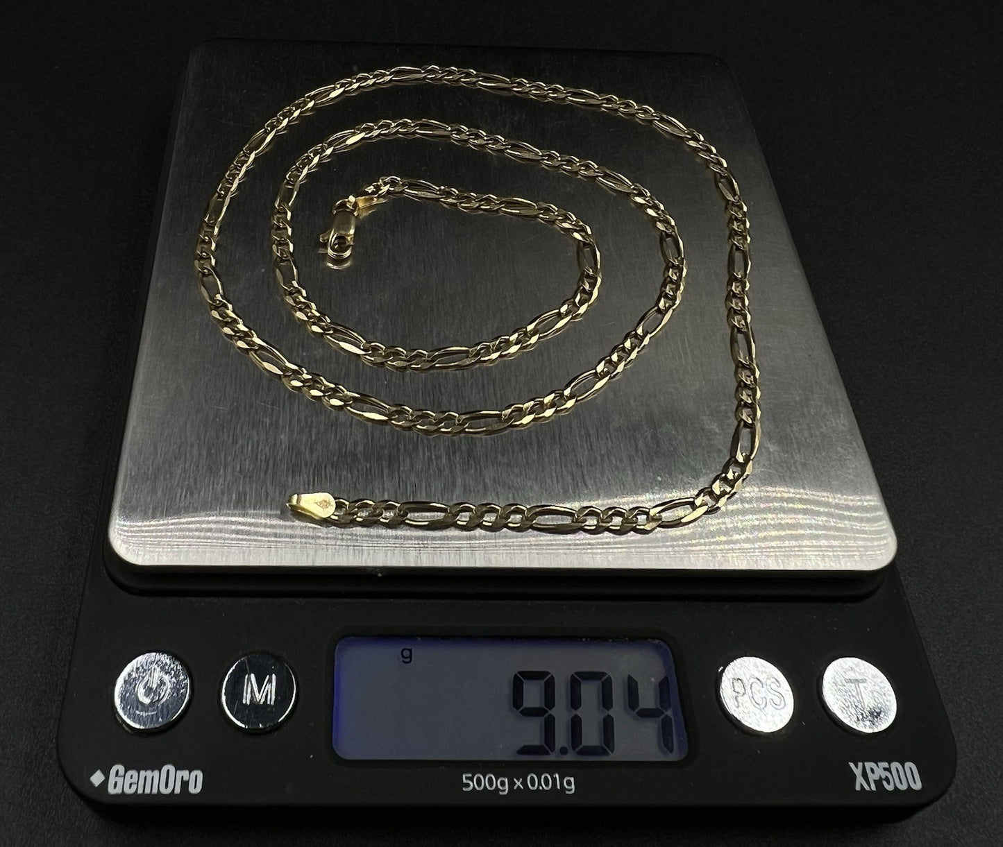 21.75” 14K Solid Yellow Gold Diamond Cut Figaro Chain | 9.04g | 3.2mm | Italy |