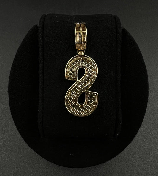 .64” x 1.75” 10K Semi-Solid Yellow Gold Natural Diamond S Pendant | ~2ct | 7.5g