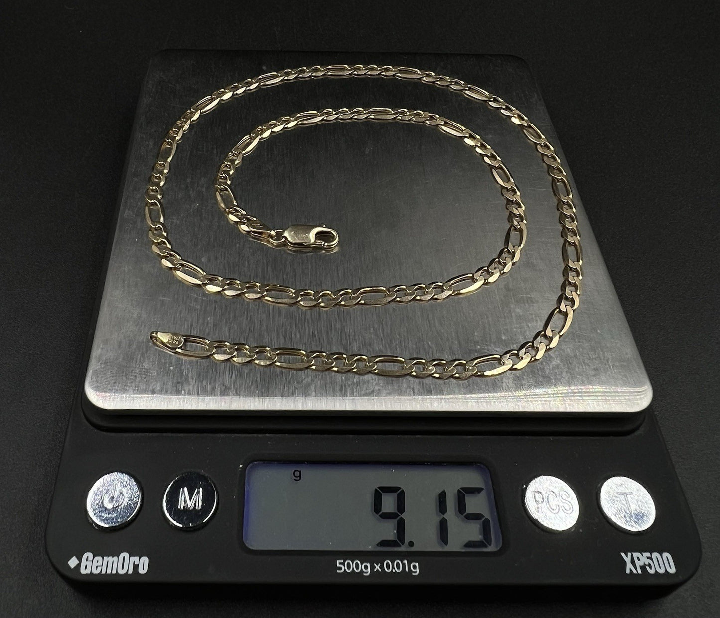 19” 14K Solid Yellow Gold Diamond Cut Figaro Chain 9.15g | 3.9mm | Italy Lobster