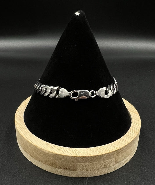 7” 925 Semi-Solid Sterling Silver Diamond Cut Cuban Bracelet 8.54g | 7.1MM Italy