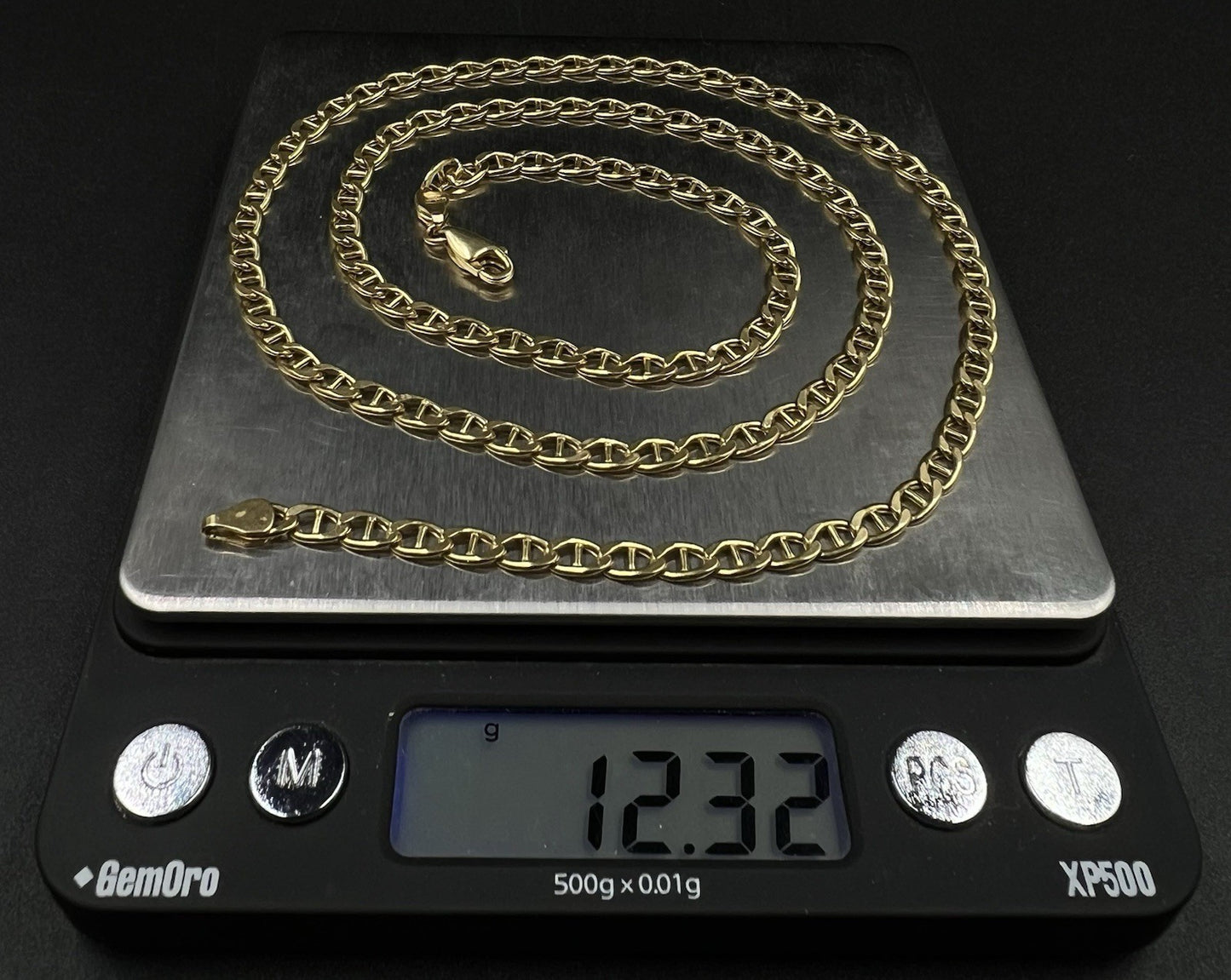 24.5” 18K Hollow Yellow Gold Anchor/Mariner Chain | 12.3g | 4.2mm | Lobster |