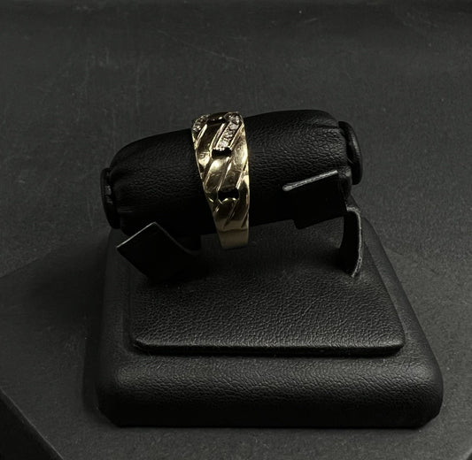 14K Solid Yellow Gold Natural Diamond Cuban Link Ring Size 12 | 6.24g I Clarity